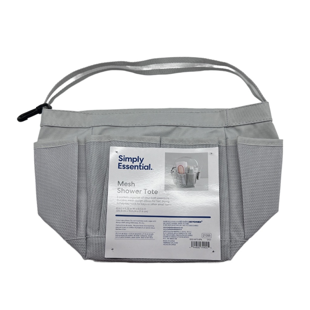 Simply Essential Mesh Shower Tote in Grey